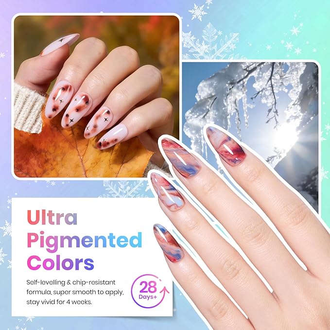 Beetles Gel Nail Polish Set - 36 Colors Year in Shades Gel Polish Kit Pink Yellow Blue Green Nail Gel with Blooming Gel, Base & Top Coat, Nail Tools UV Led Home Salon Manicure Set Gift for Women