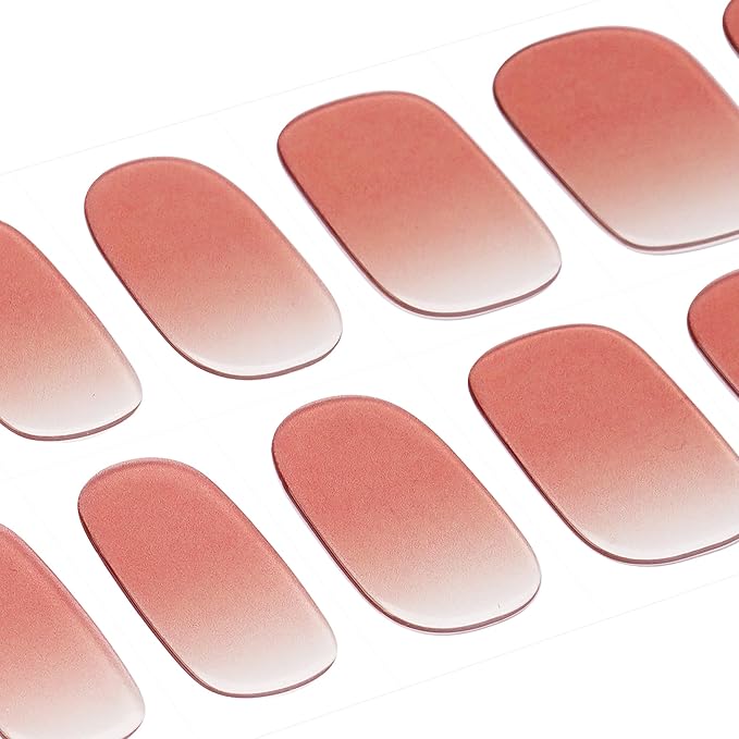 DANNI & TONI Semi Cured Gel Nail Strips Blush Pink Gradient (Muted Rose) Matte Ombre Gel Nail Wraps 28 Stickers