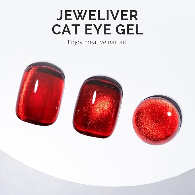 MelodySusie Jeweliver Cat Eye Gel Nail Polish, 0.5 Fl Oz Burgundy Red Glitter Holographic Magnetic Nail Polish with Magnet, UV Nail Polish for Nail Art Manicure Salon DIY at Home C3109