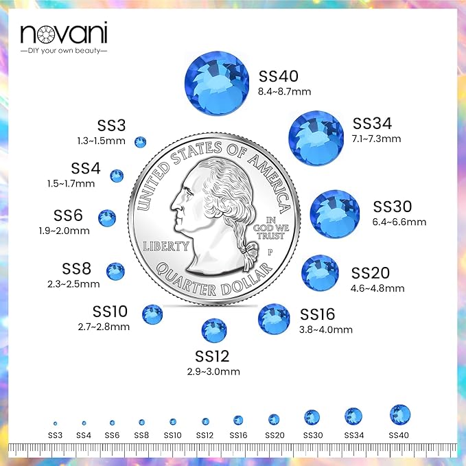 Flatback Rhinestones for Crafts Glass Nail Gems Crystals Non-Hotfix Rhinestones for Makeup Bags Shoes Decoration DIY(SS30,288pcs,Capri Blue)