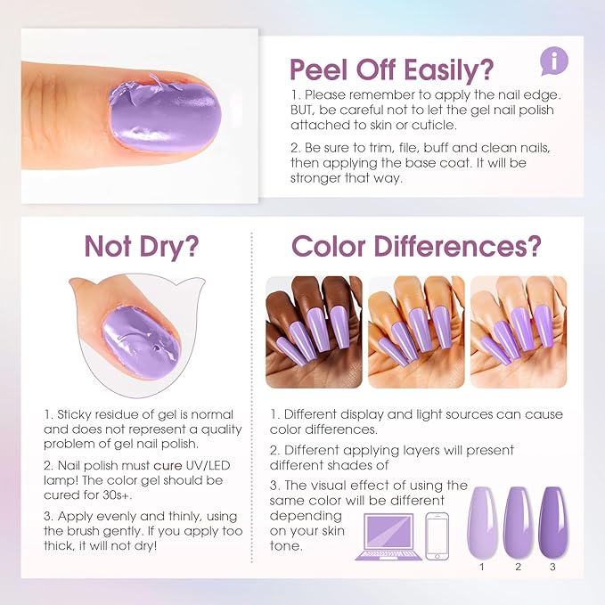 ROSALIND 24pcs Gel Polish Set with 4 Bottles of Base and Glossy Matte Glitter Top Coat Brown Purple Gel Nail Set Suitable for All Seasons