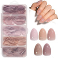 AILLSA RealFit Nude Tone Mixed Color Press On Nails Short Almond - 4 in 1 False Nail Tips Set Long Lasting Nail Extensions For Nail Art DIY 150 PCS