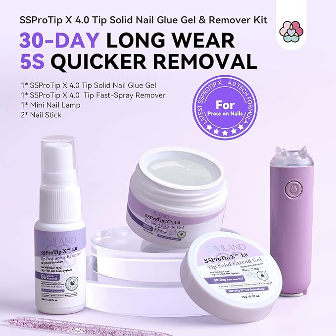 SAVILAND Solid Nail Glue Gel & Nail Glue Remover Kit: Gel Nail Glue for U V Light Nail Glue for Press Ons SAVILAND 3 Set Essentials Nail Stand for Press Ons :Powerful Magnetic Nail Holder for Paintin