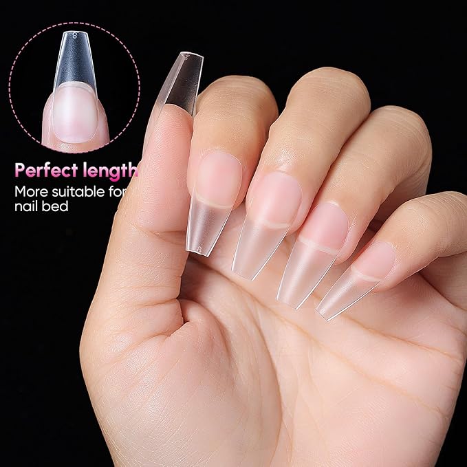 AIMEILI Medium Coffin Nail Tips, 504Pcs Pre-Shape Full Matte Press On Nail Fake Nails for Nail Extension Full Cover False Nails Gelly Tips DIY Nail Salon 12 Sizes