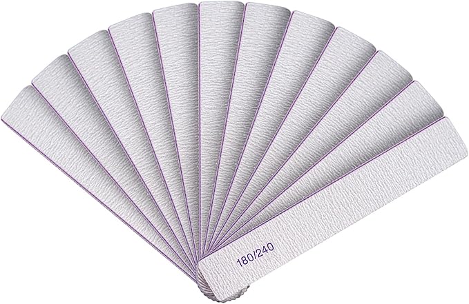 Nail Files (12 Packs), Professional 180/240 Grit Double Sided Emery Boards for Natural Nails Fingernail Toenail File Kit, Heavy Duty Emory Nail Filer Set Limas para Uñas Acrílicas Profesional