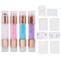 Manicure Stamping Plates , Fashionable 4Sets Double Ended Pen Colorful Rhinestones Clear Printing Scraper Nail Stamper Kit for Home for Salon