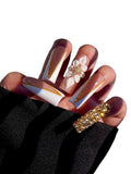 HAND-PAINTED White Press Ons Neon Small Press on Nails Long French Press on Nails Coffin Medium Short Nail art Fake Nail Art Kit with 7g Glue on Nails Handmade Almond Square Nails (TJ-15, Medium)
