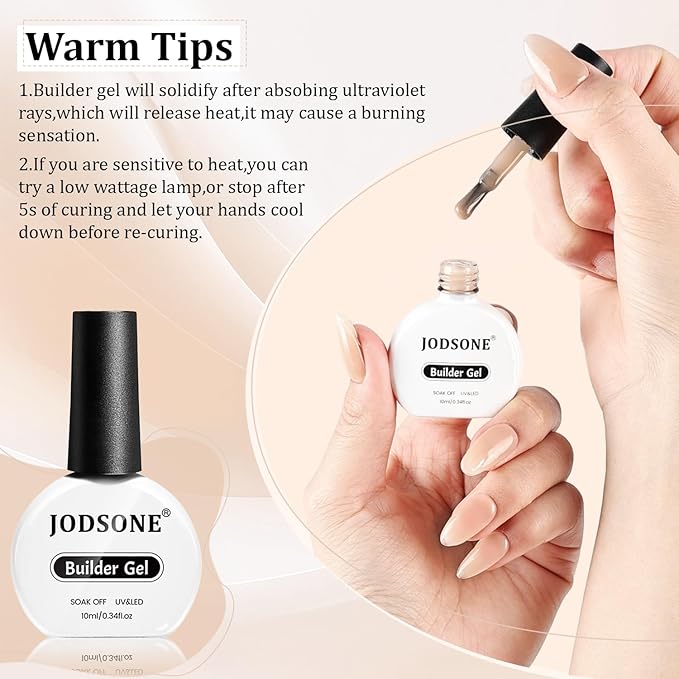 JODSONE Builder Gel for Nails,4Pcs Builder Gel Set 10ml Pink Nude Rubber,Nail Extension & Strengthening,Long Lasting Nail Art Gift Sets for Women