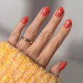 Valentines Day Glamnetic Press On Nails - Lush Coral | Short Oval Fake Nails in a Bright Coral Hue with a Glazed Finish, Salon Quality | 15 Sizes - 30 Nail Kit with Glue