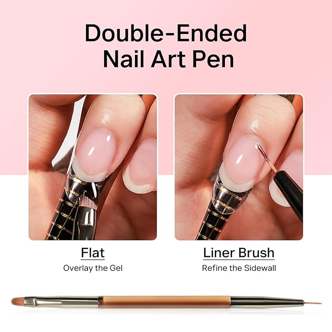 MIZHSE Gel Nail Kit, Fake Nails Long Almond, 8-in-1 Builder Gel for Nails & Portable Mini U V Light, 240Pcs Half Matte Nail Tips for Nail Extension Home DIY Nail Salon