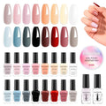 Nude Gray Nail Polish Set Neutral 16 Colors with Base Top Coat Remover Pads, Nude Brown Burgundy Dusty Rose Fast Dry Fingernail Polish Set, Non-Gel, Rich in Castor Oil Nail Art Kit