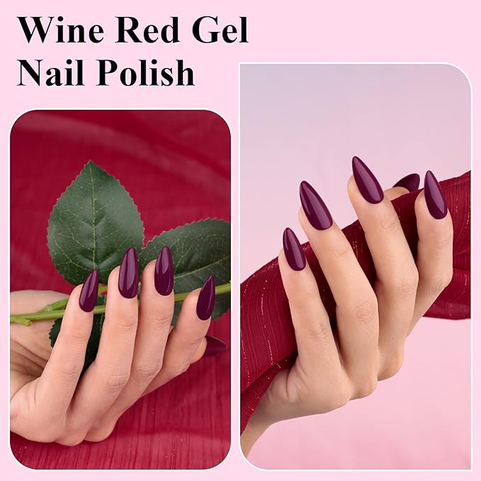 Imtiti Purple Gel Nail Polish, 0.5 fl oz Burgundy Wine Color Soak Off Polish for Nail Art Manicure Salon DIY, Nail Lamp Design Christmas Decoration