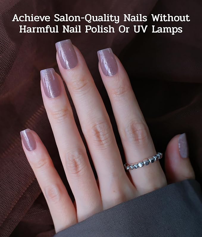 Nail Polish Strips (No UV Lamp Needed) - 22 Pcs Salon Quality Gel Nail Stickers - Long Lasting Wraps (Peach Sorbet Pink)