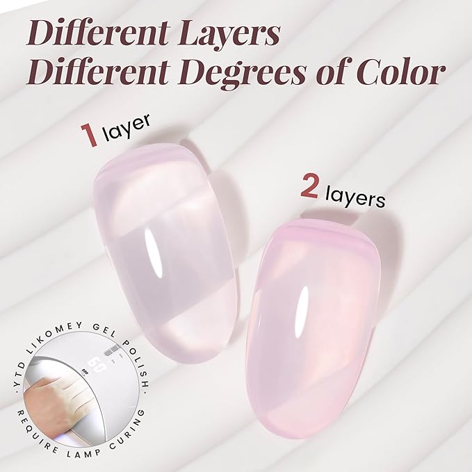 YTD Likomey Nude Gel Nail Polish,15ml Sheer Cream Pink Translucent Neutral Jelly Salon Home DIY Nails Art Manicure UV Nail Gel Varnish,LS430