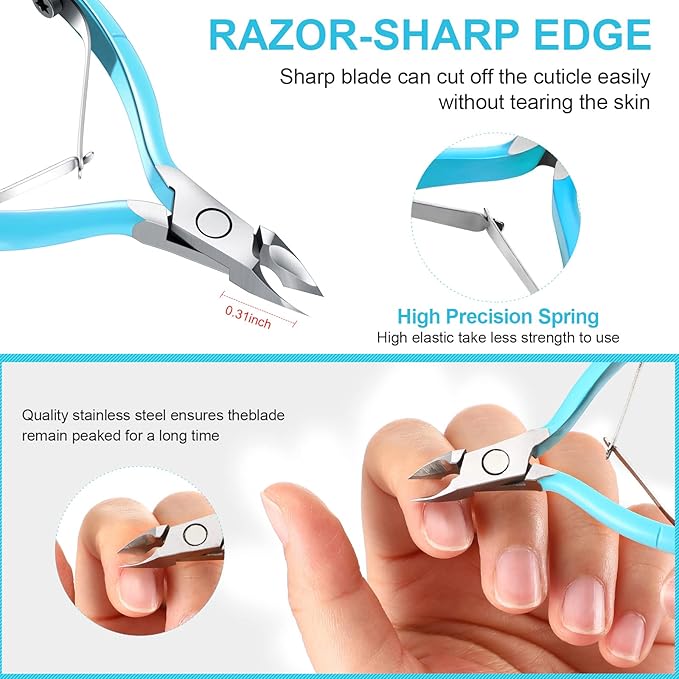 Mudder Acrylic Nail Clippers Kit False Nails Tips Cutter Professional Cuticle Trimmer Nipper Cutter Pusher Remover Stainless Steel Manicure Pedicure Art Tools Set Salon Home(Green)