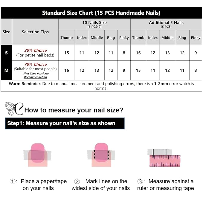 Handmade Press On Nails Short Almond Reusable Press On Nails Women Gifts French Rainbow Nails COOLYOUNG Handmade Nails, 15 PCS, Size M