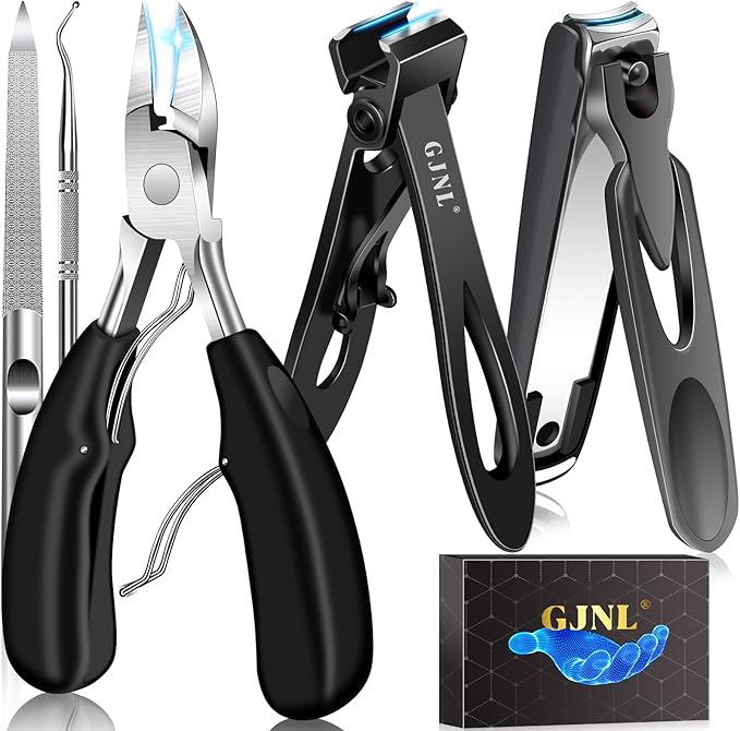 Toenail Clippers for Seniors Thick Nails - 17mm Wide Jaw Nail Clippers for Men, 37mm Heavy Duty Toe Nail Cutter, No Splash Nail Clippers w Catcher