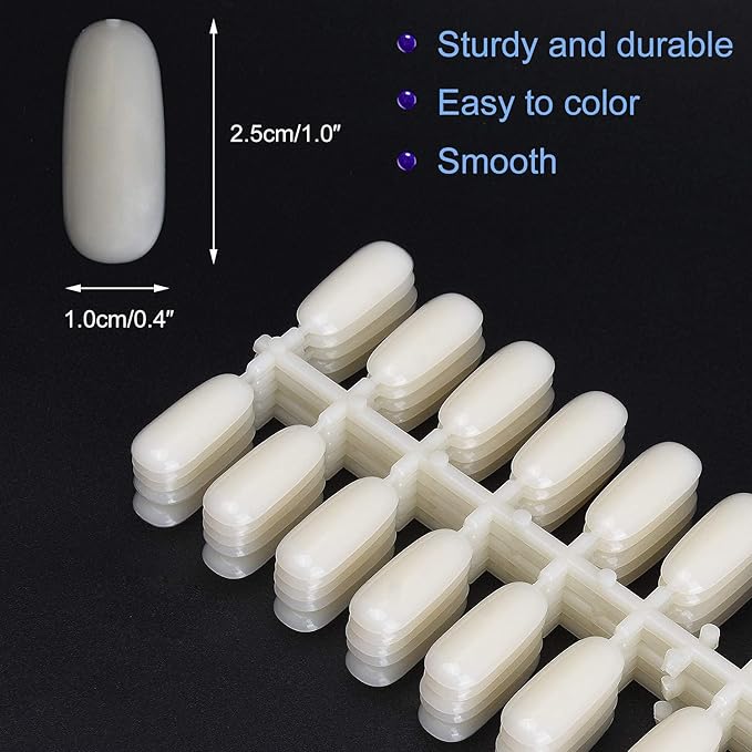 Noverlife 600PCS Flat False Nail Tips for Color Display Book, Fake Art Tips for UV Gel Polish Color Swatches Samples Organizing Tabletop Display Board Salon Practice