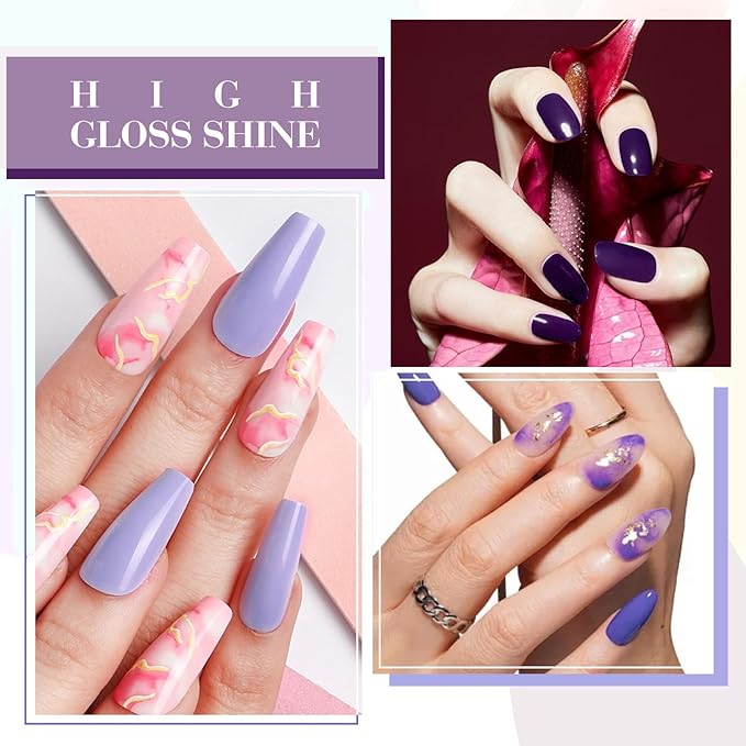 CANNI 6 Colors 9 ML Hema-Free Dark Purple Blue Gel Nail Polish Set, Blue Dark Purple Gel Polish Kit, Soak Off LED Nail Gel Manicure Kit DIY at Home Salon Gifts