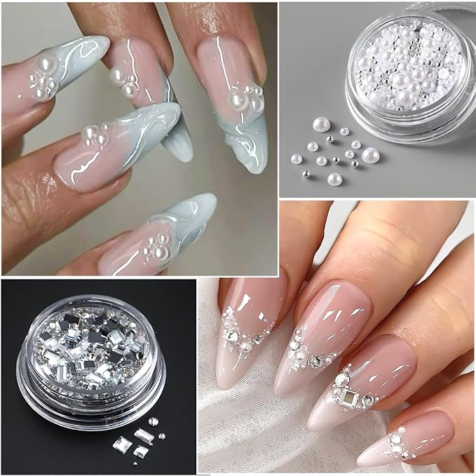 Solid Builder Nail Gel,6 Colors Non-Sticky Hand 3D Sculpting Gel for Nail Art, Nail Extension Glue Hard Gels Nail Kit with Nails Rhinestone for 3D Flower Carving Modeling Manicure Salon Supplies