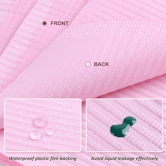 50Pcs Pink Disposable Table Mats for Nail Art 3 Ply Foldable Waterproof Dental Bibs Tattoo Sheets Nail Practice Table Cover for Medical Supplies Manicure Salon Pads