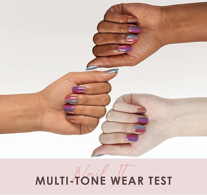 Semi Cured Gel Nail Strips – Real Gel Nail Polish Wraps | Waterproof Long Lasting Easy Peel-Off Removal | Hema-Free | Autumn Pastel Ombre Salon Kit with File & Stick