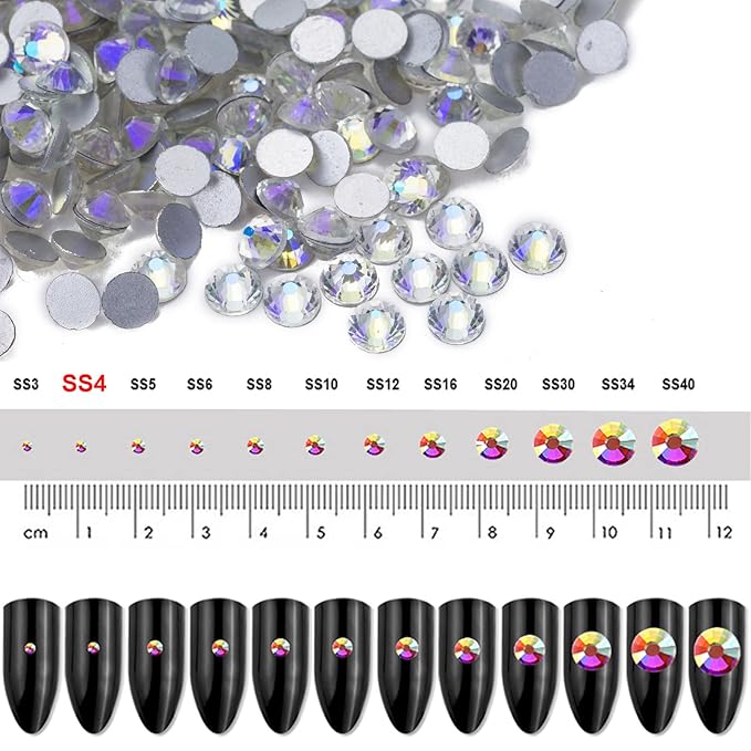 Dowarm 1440 Pieces SS4 Flatback Crystal, 1.5MM Mini Flatback Nail Rhinestones, Non Hotfix for Craft Nails Dance Costumes (Blue Moonlight)