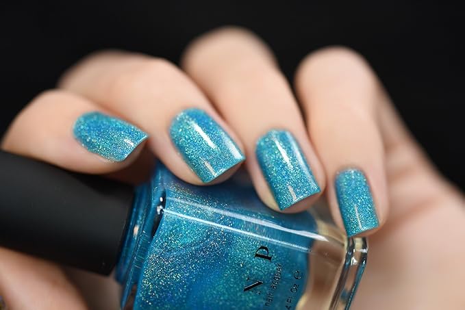 ILNP Float On - Vivid Aquamarine Blue Holographic Nail Polish
