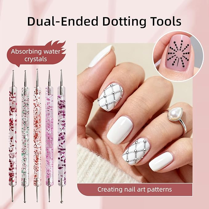 JODSONE 32Pcs Nail Art Brushes kit,Nail Art Tool Set,Dotting Tools,French Manicure,Dust Brush,Striping Brushes for Long Lines,Drawing Pen Painting Pen for Gel Polish Design Supply