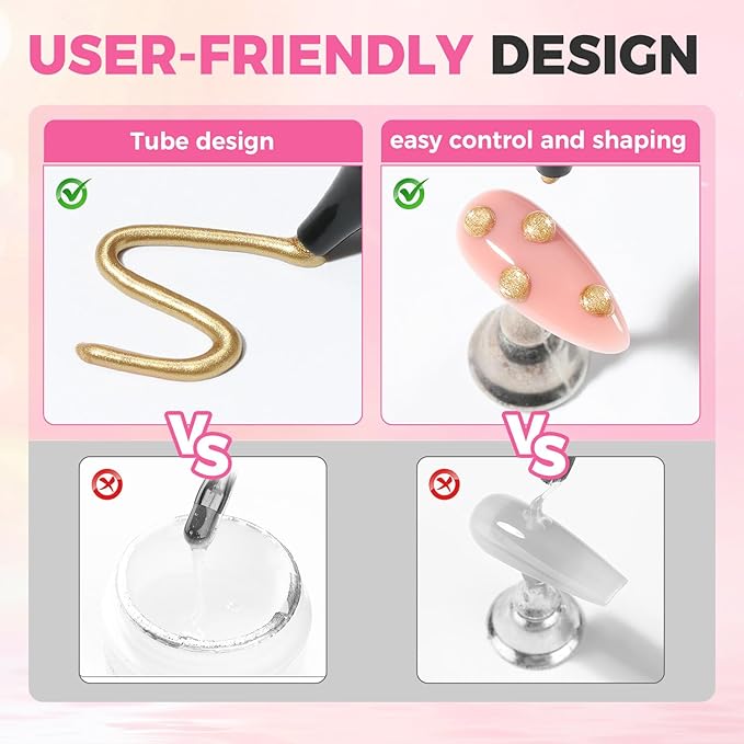 UNA GELLA Metallic 3D Gel Nail Art Bronze Gold 15g No Wipe Sculpting Chrome Gel Nail Polish for Drawing, Molding, Charms and Gems Decoration Lamp Curing Needed