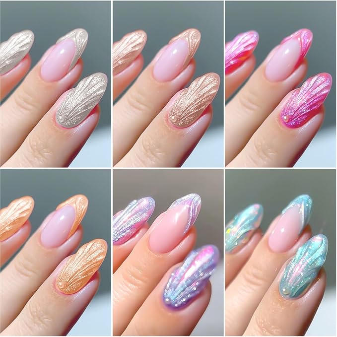 Solid Builder Nail Gel,6 Colors Non-Sticky Hand 3D Sculpting Gel for Nail Art, Nail Extension Glue Hard Gels Nail Kit with Nails Rhinestone for 3D Flower Carving Modeling Manicure Salon Supplies