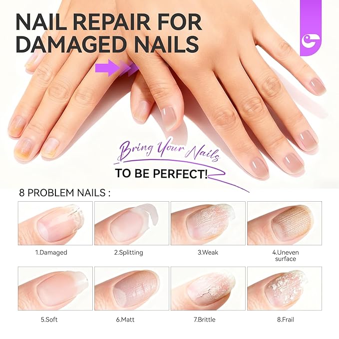 Nail Strengthener and Growth for Damaged Nails: Nude Pink 15ml Protein Nail Hardener Extra Strong and Growth for Weak Nails - Gelike EC 6 in 1 Quick Dry Ridge Filler - Housewife Office Lady Home Care