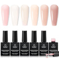beetles Gel Polish Beetles Rubber Base Gel For Nails 6 Pcs, Builder Nail Aesthetic Nude Colors Pink Gel Polish U V LED Lamp Cure Strengthener Gel All-in-1 Gift