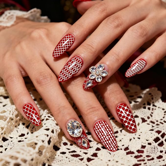 PH PandaHall 3pcs Geometric Grid Nail Stamping Plate Line Texture Nail Art Templates Rhombic Grid Nails Arts Stencils Nails Image Plates with Stamper and Scrapers for DIY Print Manicure Salon Design