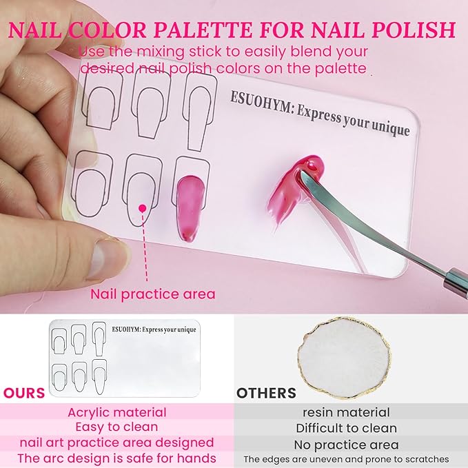 Nail Stand For Press On With Nail Art Brushes Nail Holder For Painting Practice Display Presson Nails Nail Art tools Set with Nail Dotting 3D Sculpting tools, Practice Kit Tech (Clear, Large)