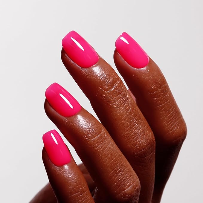 Neon Gel Polish, 0.5 Fl Oz Hot Pink Gel Nail Polish Neon Pink Spring Summer Soak Off LED UV Gel Nail Polish Starter Manicure Salon DIY Nail Gel Polish