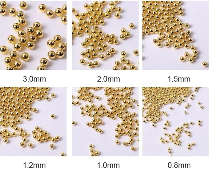 3D Nail Caviar Beads - Decoration Mini Metal Beads DIY Nails Supplies Accessories for Women & Men (Gold, Rose Gold)