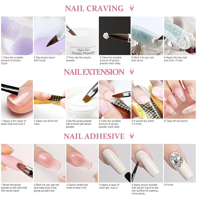Acrylic Nail Kit Starter Set Acrylic Powder Nail Drill U V Light with Tools Decoration Everything for Beginners Home Salon Gift Set