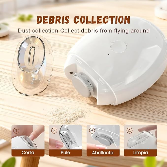 Universal Automatic Fingernail Grinder,Portable Electric Nail Clipper with LED Light and 3 Speeds,360° Silent Auto Fingernail Cutter and Polishing Trimmer for Safe (2 PCS)