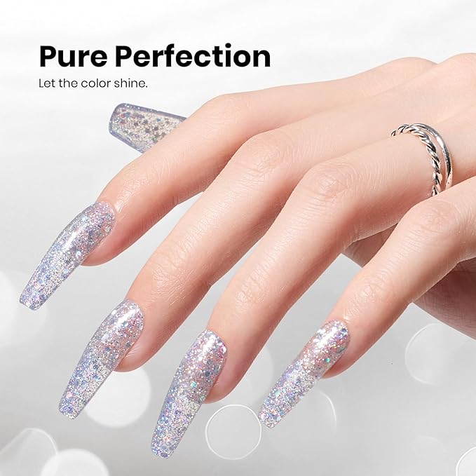 Beetles Glitter Gel Nail Polish - 15ml Stay Shining Holographic Stardust Gel Polish Diamond-Shine Silver Nail Art Uv Led Home Salon Long-Lasting Soak-Off Holographic Glitter Gel Gift for Women