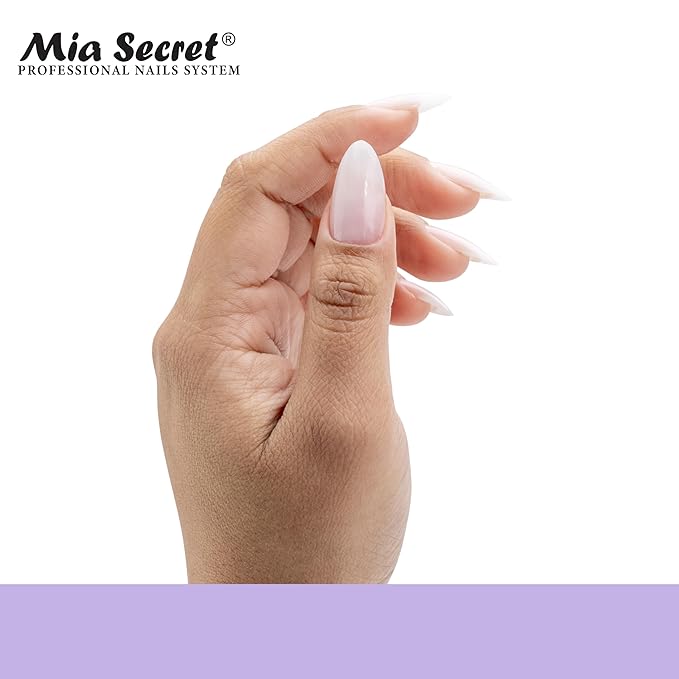 Mia Secret Soak off Soft Gel Nail Tip MADE IN USA for Salon and DIY (White Peony, Almond)