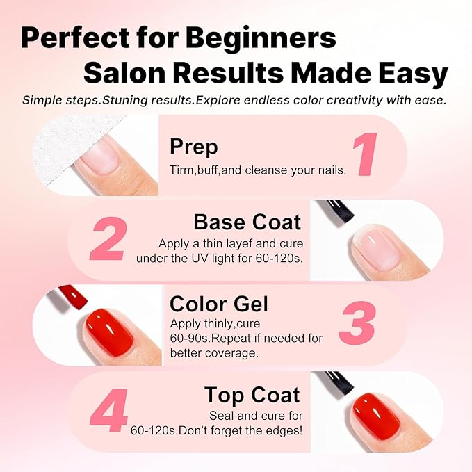JR Gel Nail Polish Set, 16ml Full Size Bottle 6 Colors Milk White Pink 9D Cateye Glitter Nail Gel Polish Gift Soak Off Led Nail Art Kit Salon DIY Colorful Bottle A