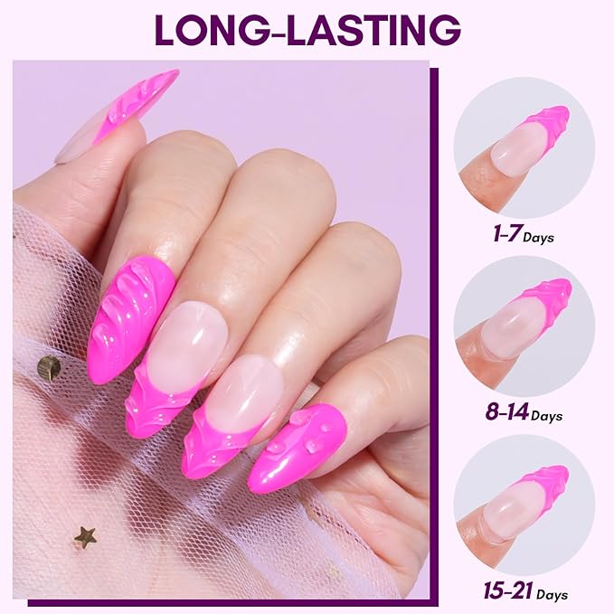 Makartt 3D Nail Gel: 8 ml Nail Foil Glue, Transfer Gels Adhesive for Linear, Shell, Ripple & Chrome Nail Powder Art Designs, UV LED Lamp Required