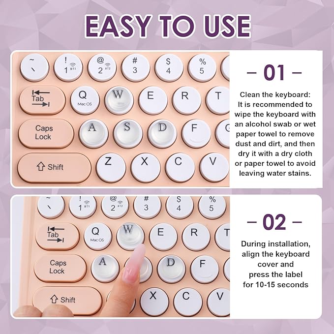 128pcs Raised Keyboard Sticker for Long Nails, Self-Adhesive Keycap Riser with Letter Decals, Silicone Keyboard Cover for Nail Art Typing Gaming- Clear