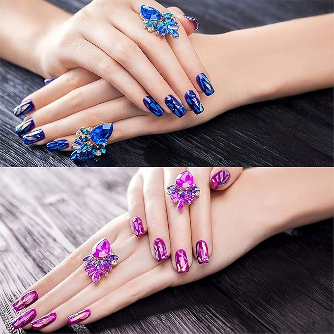 100 Pieces Iridescent Nail Art Glass Paper Cellophane Holographic DIY Mixed Colors Broken Glass Paper Reflective Mirror Foils Nail Art Stickers Dichroic Film Designs