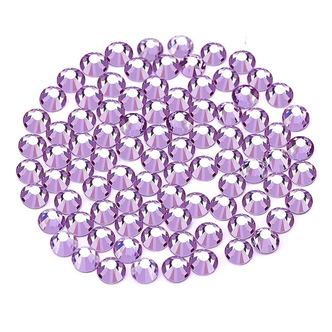 Novani Rhinestones 3000Pcs Flatback Crystal Round Loose Gemstones Glass Rhinestones for Crafts Makeup Nail Art Clothes Shoes DIY Decorations(SS8, 2.3-2.5mm,Lavender)