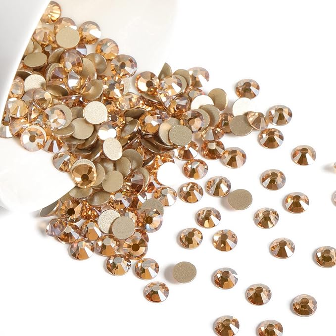 Beadsland 2880pcs Flat Back Crystal Rhinestones Round Gems for Nail Art and Craft Glue Fix,Golden Shadow,SS16,3.8-4.0mm