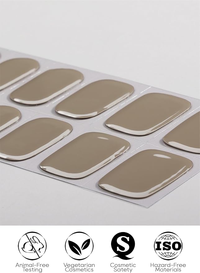 Semi Cured Gel Nail Strips - UV Light Gel Nail Stickers - 20 Long Lasting Salon Quality Wraps (Mocha Grey)