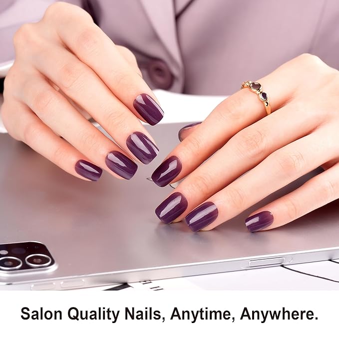 DANNI & TONI Semi Cured Gel Nail Strips Mulberry Purple Deep Violet Gel Nail Wraps Gift for Woman |Mist Mauve