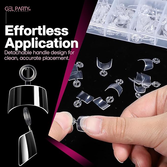 GELPARTY Soft Gel Half Cover Nail Tips - 240pcs Pre-Buffed Matte French Tips - No Filing Needed - Clear False Nails for Acrylic & Gel Extensions (12 Sizes)